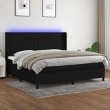  Box spring postelja z vzmetnico LED črna 200x200 cm blago, (20893048) Cene