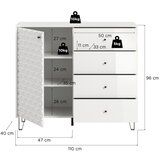 Livetastic Visoka Komoda Prisma, Bela Visok Sijaj | Shoptok.si