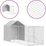 vidaXL Zunanja pasja ograda s streho srebrna 2x6x2,5 m pocinkano jeklo, (20799096) | Shoptok.si