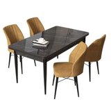 Hanah home set trpezarijski sto i 4 stolice arp black marble cappuccino | ePonuda.com