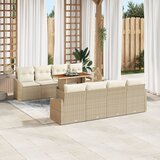 vidaXL 7-dijelni vrtni sofa set s jastučićima Bež Poli Ratan Cijene