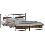 Metalni Kovinski posteljni okvir brez vzmetnice dimljen hrast 183x213cm, (21828992) | Shoptok.si