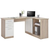 Venda kotna pisalna miza leseni material bela, barve hrasta | Shoptok.si