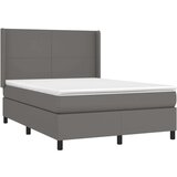 vidaXL Box spring postelja z vzmetnico siv 140x190 cm umetno | Shoptok.si