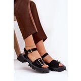 Boto Eco Suede Sandals Women's With Buckle Black Gofielle | Shoptok.si