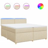  Krevet s oprugama i madracem krem 200 x 200 cm od tkanine | shoptok.hr