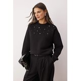 TRENDYOLMILLA ženski duks Twoaw26Sw00067, Crna- Crna Cene