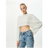 Koton Crop T-Shirt Knitted Wide Sleeves Relaxed Cut Crew Neck Cene