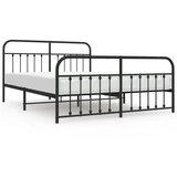 The Living Store Kovinski posteljni okvir z vzglavjem in vznožjem črn 183x213 cm - Posteljni Okvir, (21523621) | Shoptok.si