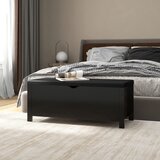  Kutija za pohranu s jastukom crna 105x40x45cm konstruirano drvo | shoptok.hr