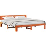  Krevetni okvir s uzheadom smeđi vosak 200x200 cm čvrsto borovo drvo | shoptok.hr