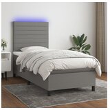  Box spring postelja z vzmetnico LED temno siva 100x200 cm blago | Shoptok.si