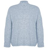 Trendyol Curve Baby Blue Ribbed Buttoned Knit Sweater | Shoptok.si