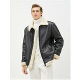 Koton Leather Look Jacket Faux Fur Detailed Waterproof cene