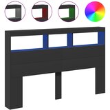 Ormarić za uzglavlje s LED svjetlima crni 160 x 17 x 102 cm | shoptok.hr