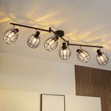 Nettlife 6-lučna vintage črna kristalna stropna svetilka E14 za industrijski hodnik, vrtljiva za 350°, (22116922) | Shoptok.si