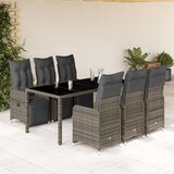 vidaXL Vrtna bistro garnitura 7-delna z blazinami siv poli ratan | Shoptok.si