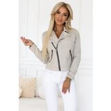 numoco basic 481-4 Zamszowa ramoneska z długim rękawkiem i zamkami - jasny beż | shoptok.hr