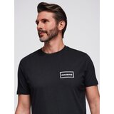 Ombre Men's knitted t-shirt with printed REGULAR cut - black Cene