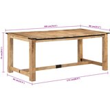  Blagovaonski stol 180x90x75 cm od masivnog drva manga | shoptok.hr