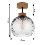 Brilagi LED plafonski luster R GLASS 1xE27/60W/230V prečnik 18 cm hrast/zadimljeno-siva | Eponuda.com