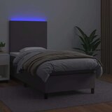  Box spring postelja z vzmetnico LED siva 80x200 cm umetno usnje | Shoptok.si
