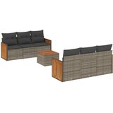 Maison Chic Seti vrtnega pohištva - Vrtna garnitura - Vrtni pohištvo set 7-delna z blazinami siv poli ratan, (21802609) | Shoptok.si