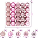  Set božićnih kuglica 50 kom. Ružičasta 8 cm Polistiren | shoptok.hr