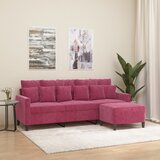  Trosjed s tabureom crvena boja vina 180 cm baršunasti | shoptok.hr