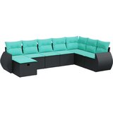  Vrtna garnitura - 8-dijelni set vrtnih sofa od poliratana s jastucima crni - Crna sa spremištem 8 | shoptok.hr