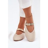 Boto Women's Ballet Flats With Strap And Golden Studs Beige Firicene | Shoptok.si