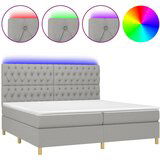 Maison Chic Box spring postelja - Vzmetna postelja z vzmetnico LED sv. siva 200x200 cm blago SL15713, (21901626) | Shoptok.si