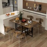  Sklopivi blagovaonski stol industrijski dizajn 140 cm x 80 cm x 75 cm smeđa + crna | shoptok.hr