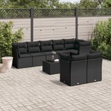  9-dijelni set vrtnih sofa s jastucima crni od poliratana | shoptok.hr