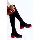 Boto Women's Suede Boots Workers Black and Red Cheera | ePonuda.com