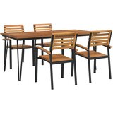  5-dijelni vrtni blagovaonski set od bagremovog drva i metala | shoptok.hr