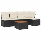 Maison Chic Seti vrtnega pohištva - Vrtna garnitura - Vrtni pohištvo set 6-delna z blazinami črna poli ratan, (21812693) | Shoptok.si