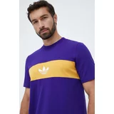 Adidas Bombažna kratka majica vijolična barva
