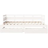 vidaXL izvlečna dnevna postelja s predali bela 90x200cm trdna borovina, (21303651) | Shoptok.si