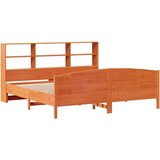  Knjižna postelja brez vzmetnice vošč. rjava 200x200 cm borovina, (21608008) | Shoptok.si
