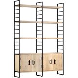 Police Knjižna omara 4-nadstropna 124x30x180 cm trden mangov les | Shoptok.si