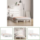 The Living Store Posteljni okvir brez vzmetnice bel 100x200 cm trdna borovina - Posteljni Okvir, (21737195) | Shoptok.si