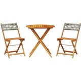  3-dijelni bistro set od poliratana i masivnog drva sivi | shoptok.hr