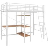  Krevet na kat sa stolićima u okviru bijeli metalni 90 x 200 cm | shoptok.hr