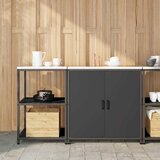 vidaXL Kuhinjski set za pohranu s policom s pohranom s vratima Podesiva 2 pcs Crna 150 x 50 x 92 cm | shoptok.hr