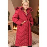 Dewberry Z6751 LADIES' COAT-PLAIN BURGUNDY Cene