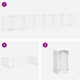 vidaXL Ograda za pse z vrati zložljiva 15 panelov bela 750 cm les | Shoptok.si