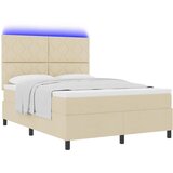  Krevet s opruga kutije s LED trakama Krema 140 x 200 cm tkanina | shoptok.hr