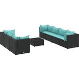 vidaXL Vrtna sedežna garnitura 8-delna z blazinami črn poli ratan, (22110560) | Shoptok.si