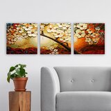 Wallity slika na platnu od 3 dela PARTMDR08, rascvetalo drvo sa belim cvetovima, 30 x 90 cm | Eponuda.com